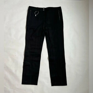 MYBC Black Straight Legs Mid Rise Pockets Pants Trousers Black Stretchy Sz S/M